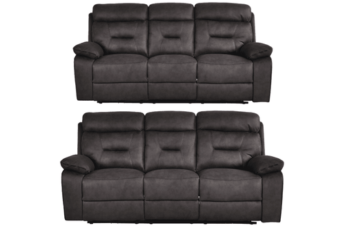 Foster Grey Fabric Electric Recliner 3+3 Seater Sofa Set