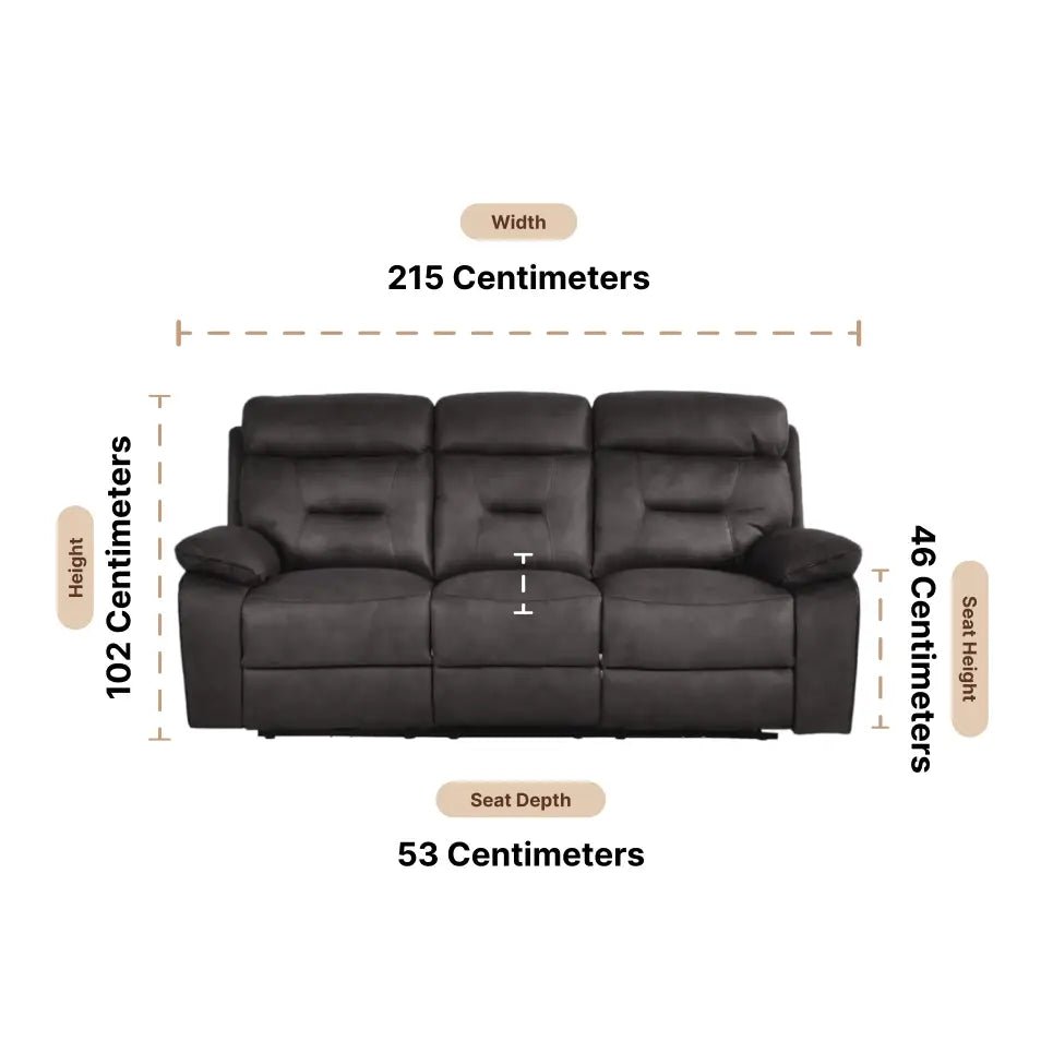 Foster Dark Grey Fabric Electric Recliner 3 Seater Sofa - Furniture Instore
