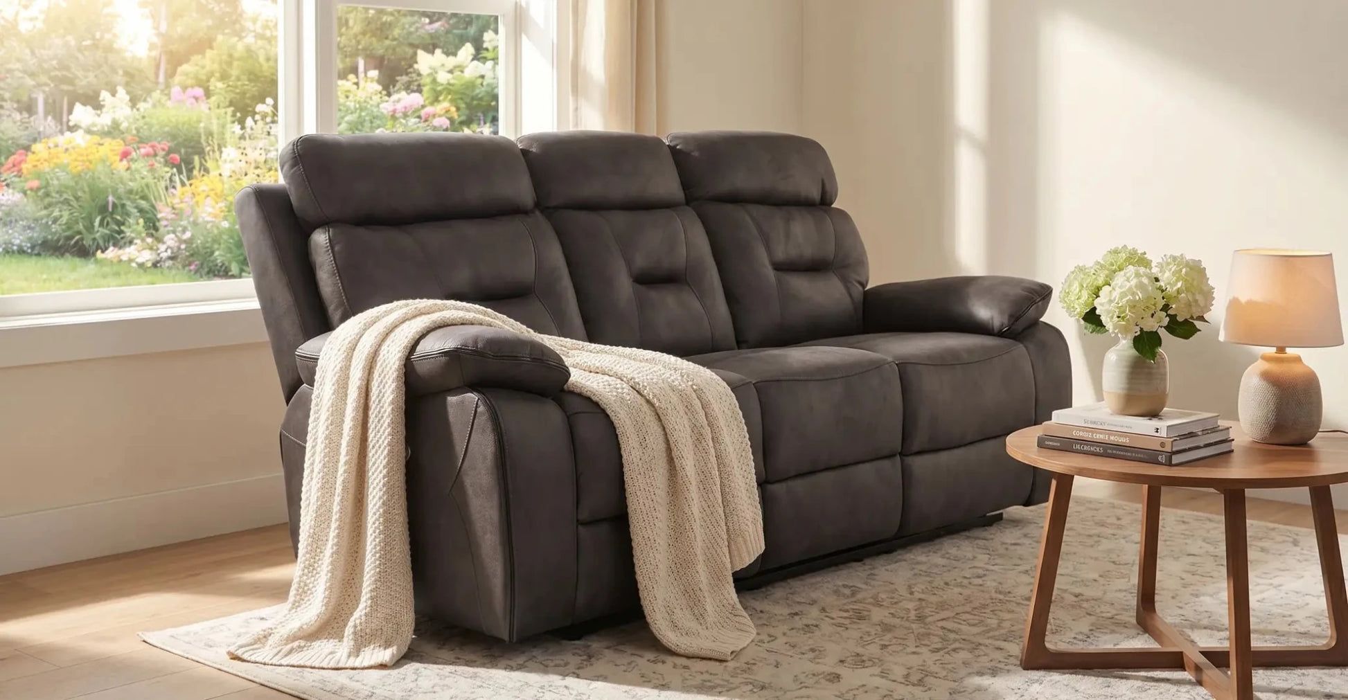 Foster Dark Grey Fabric Electric Recliner 3 Seater Sofa - Furniture Instore
