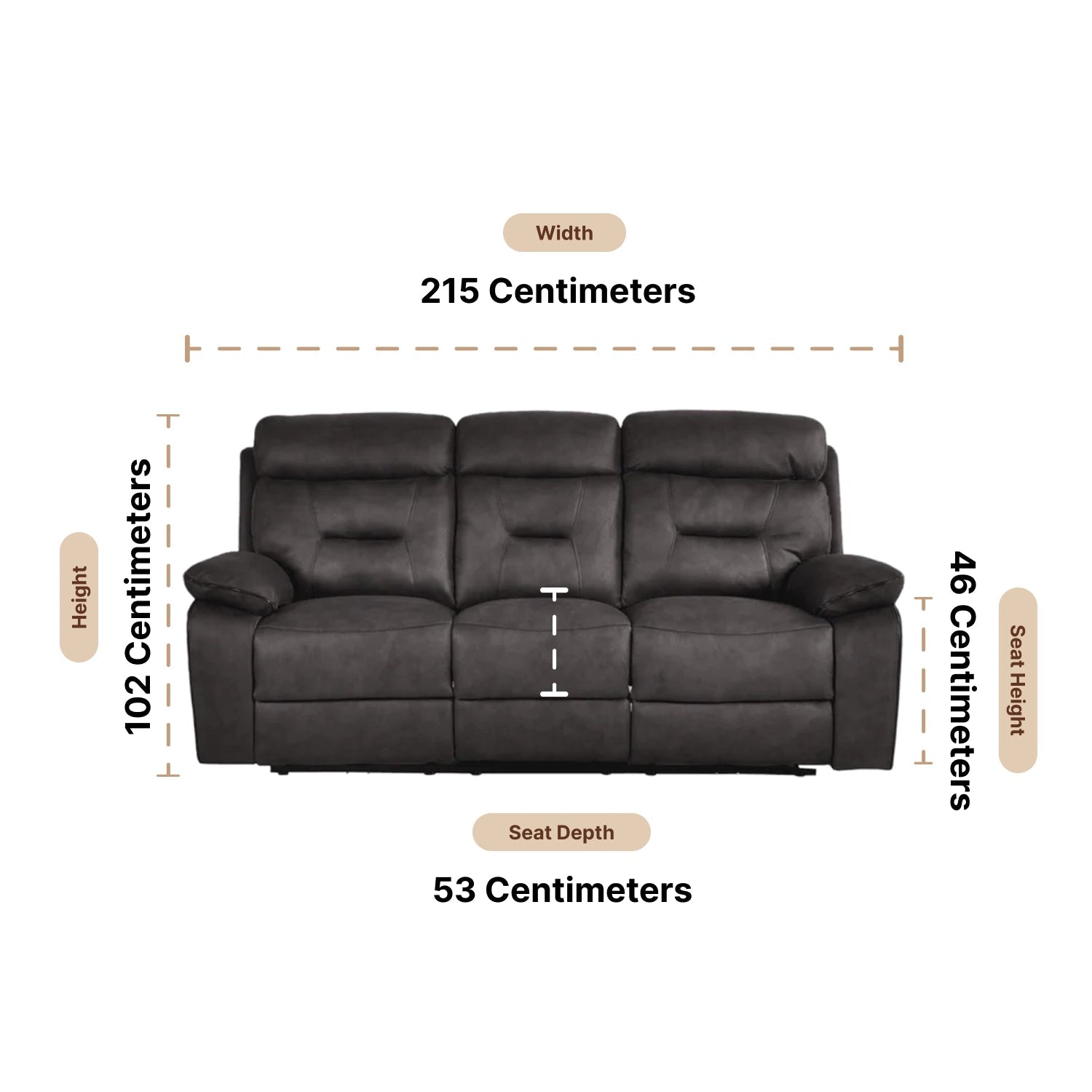 Foster Dark Grey Fabric Electric Recliner 3 Seater Sofa - Furniture Instore