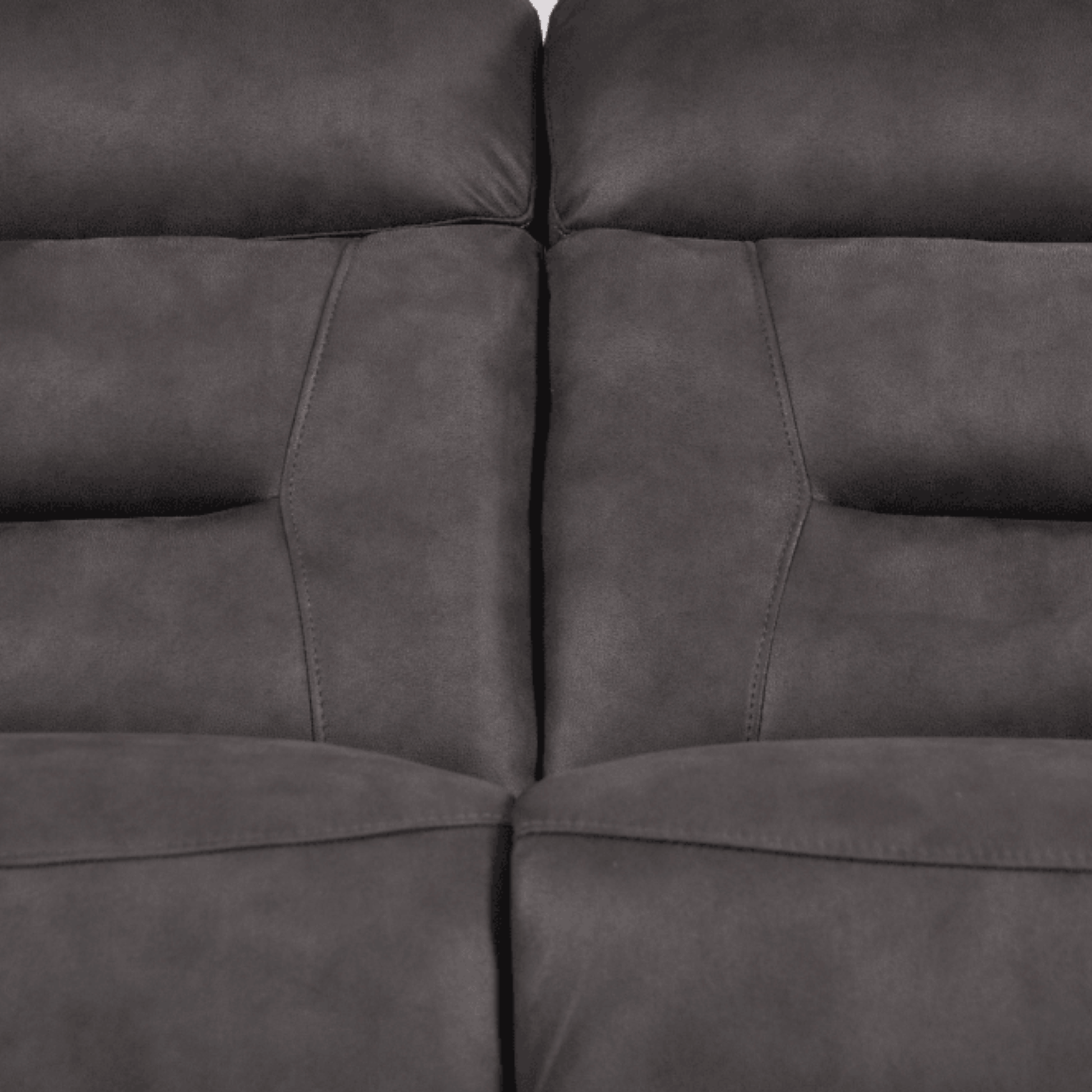 Close-up of a gray leather sofa