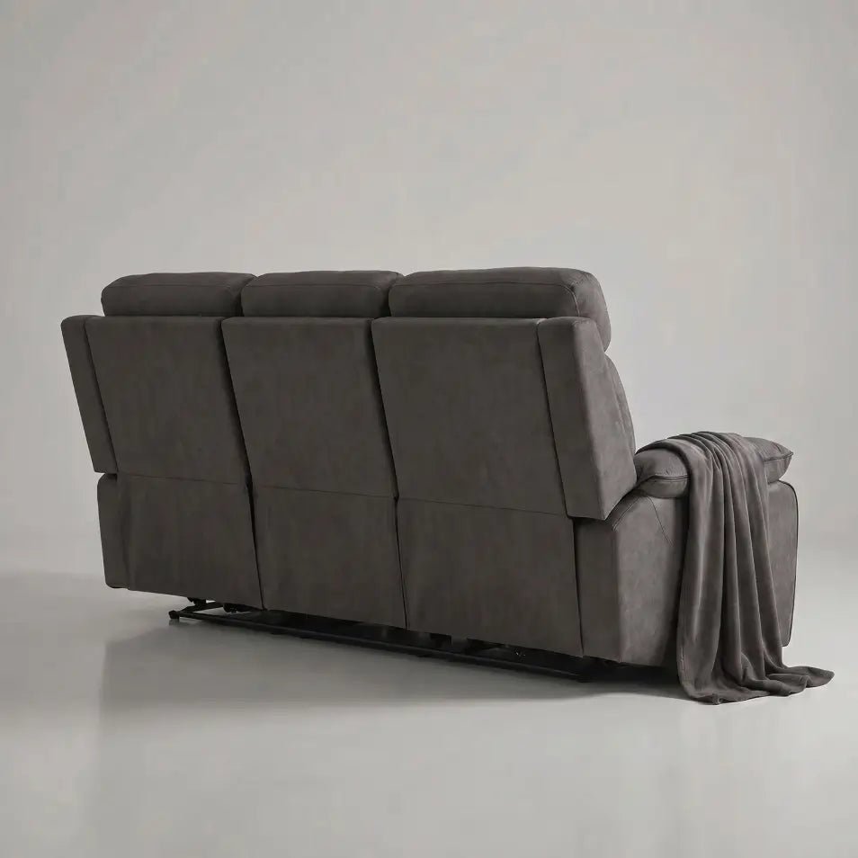 Foster Dark Grey Fabric Electric Recliner 3 Seater Sofa - Furniture Instore