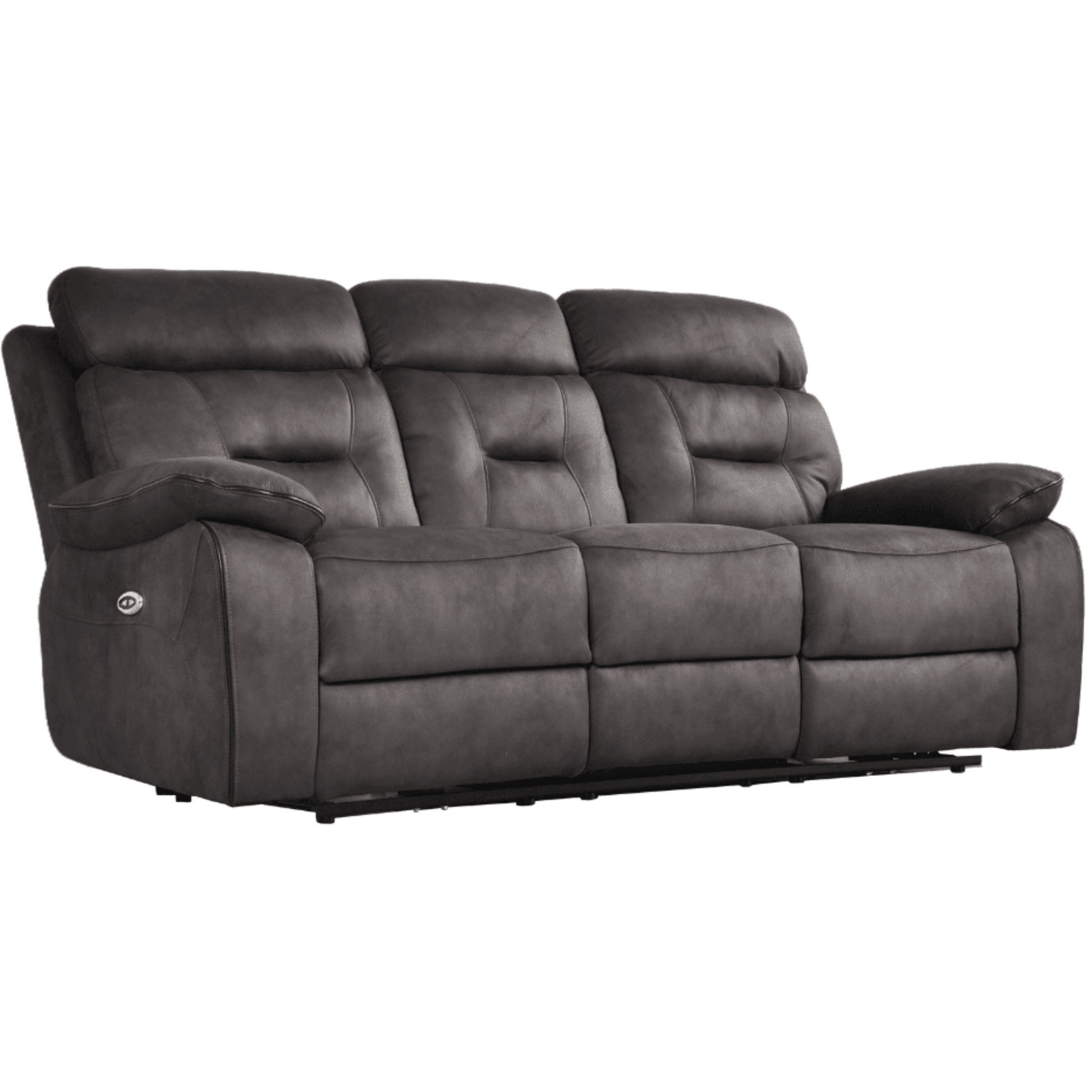 Gray reclining sofa on a white background