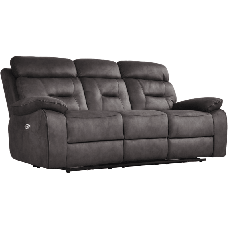 Gray reclining sofa on a white background