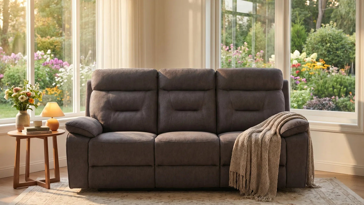 Foster Dark Grey Fabric Electric Recliner 3 Seater Sofa