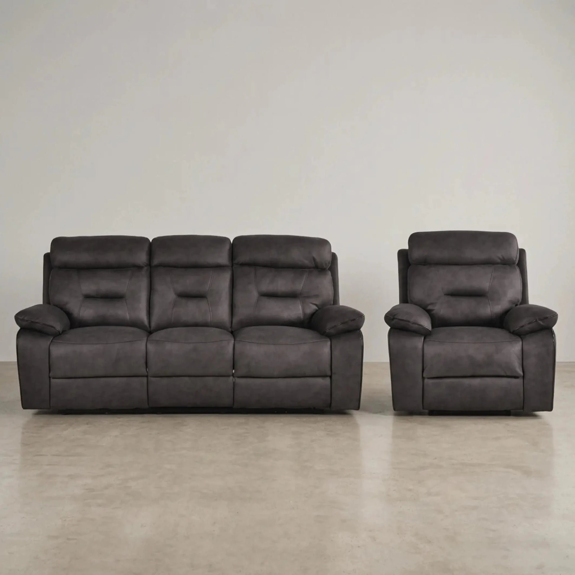 Foster Dark Grey Fabric Electric Recliner 3+1 Seater Sofa Set - Furniture Instore