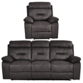 Foster Dark Grey Fabric Electric Recliner 3+1 Seater Sofa Set