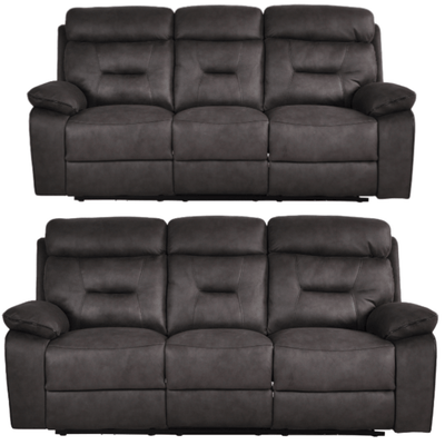 Foster Dark Grey Fabric Electric Recliner 3+3 Seater Sofa Set