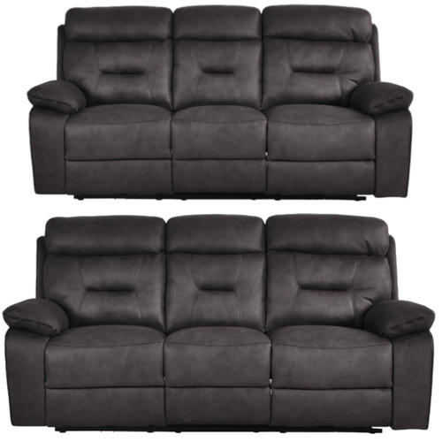 Foster Dark Grey Fabric Electric Recliner 3+3 Seater Sofa Set