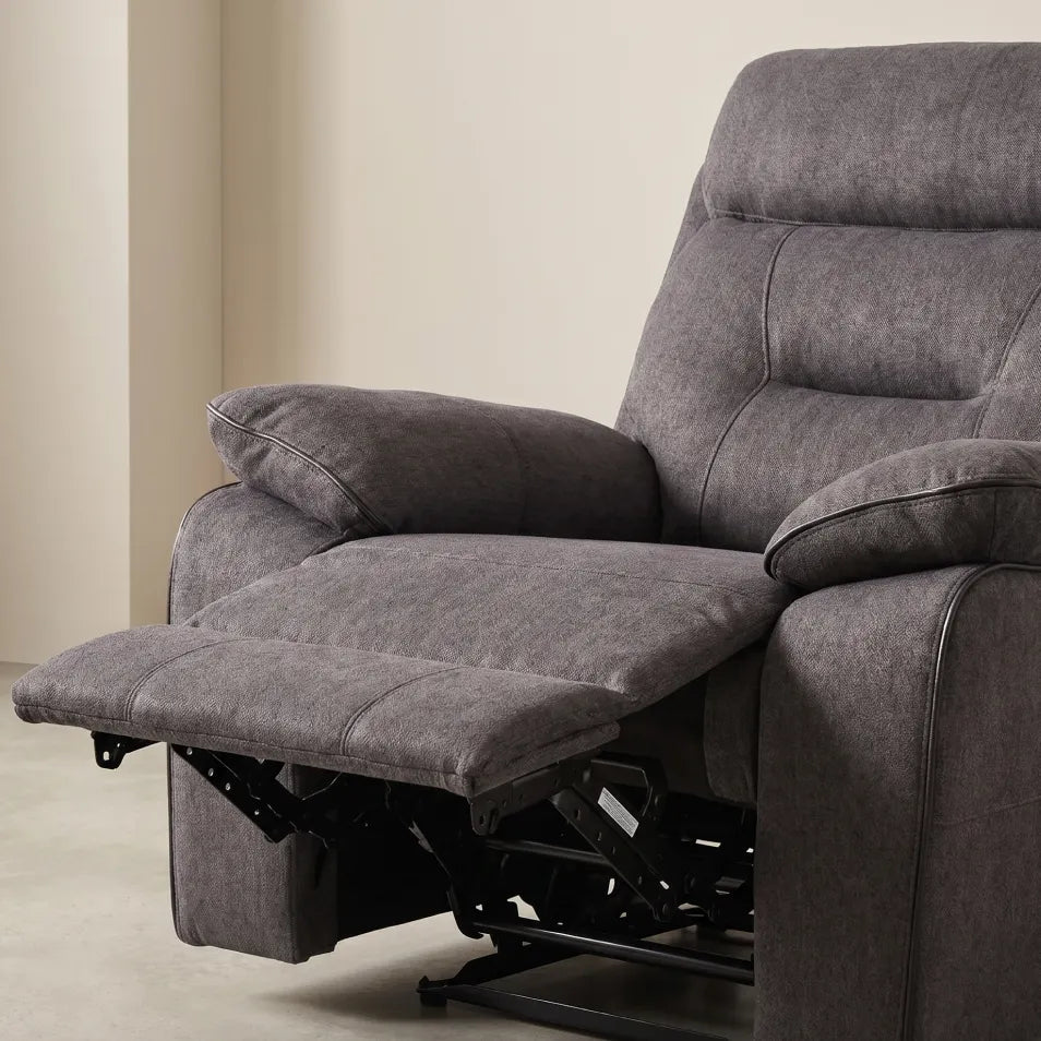 Modern dark grey fabric recliner armchair