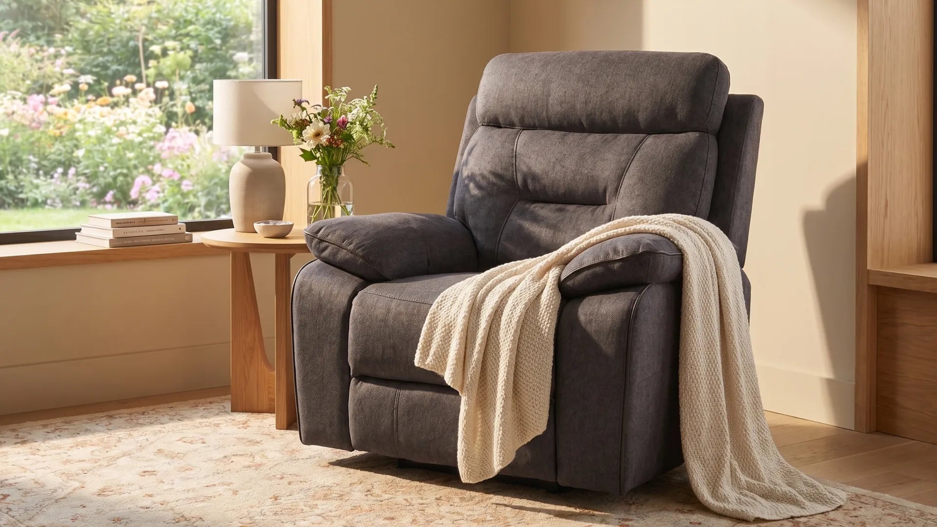 Foster fabric reclining armchair for living room
