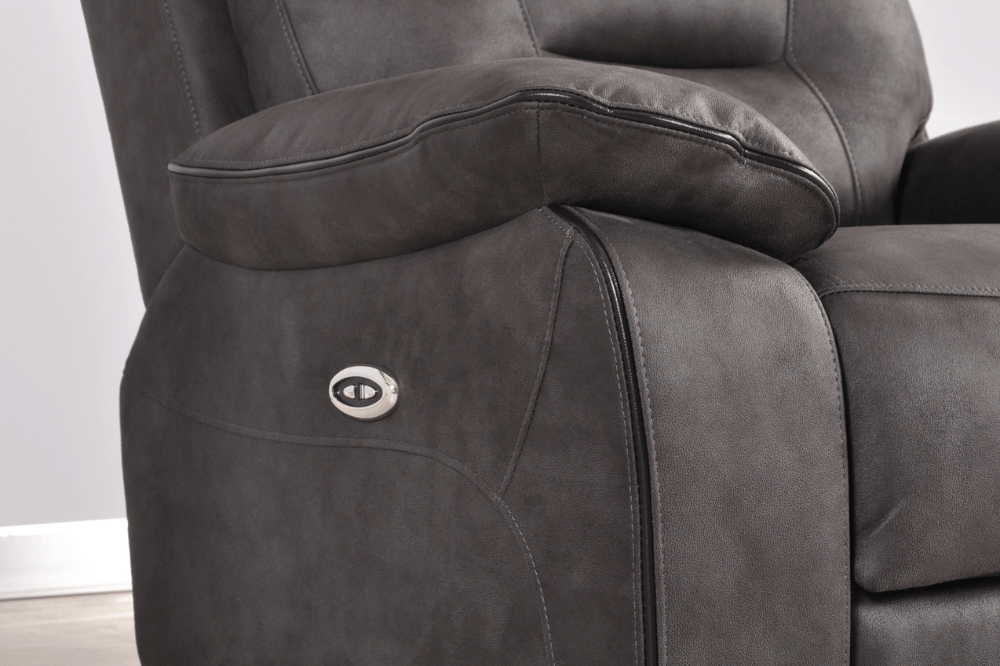 Foster Dark Grey Fabric Electric Recliner 1 Seater Sofa Set - Furniture Instore