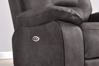 Close-up showing fabric texture on the Foster Dark Grey Recliner Armchair – FurnitureInStore