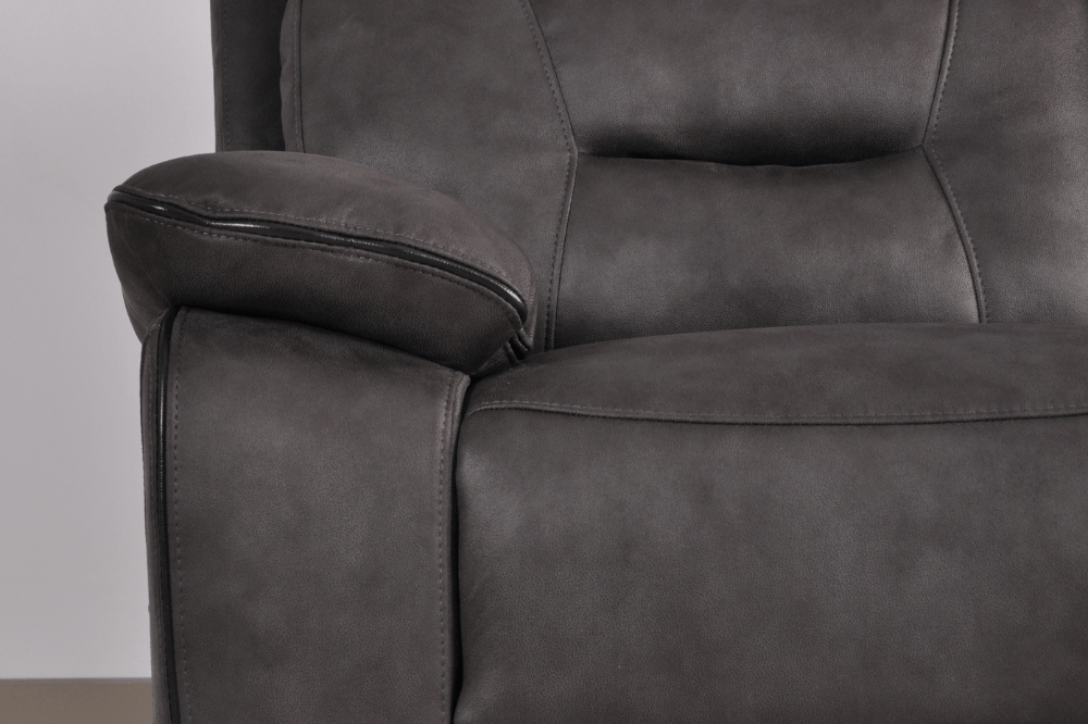 Close-up of the Foster Dark Grey Fabric Electric Recliner Armchair – FurnitureInStore