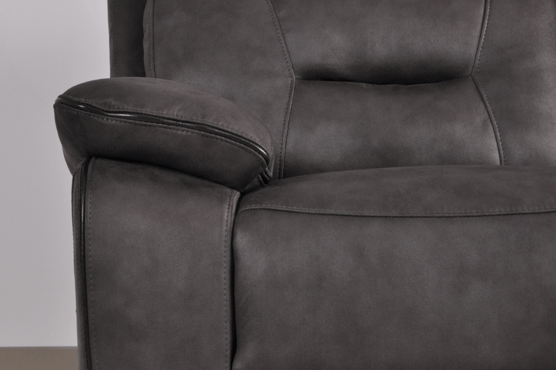 Close-up of the Foster Dark Grey Fabric Electric Recliner Armchair – FurnitureInStore