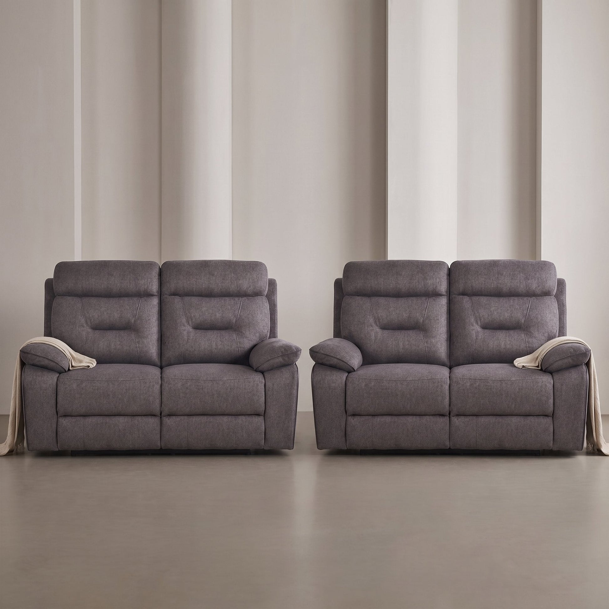 Foster Grey Fabric Electric Recliner 2+2 Seater Sofa Set - Furniture Instore