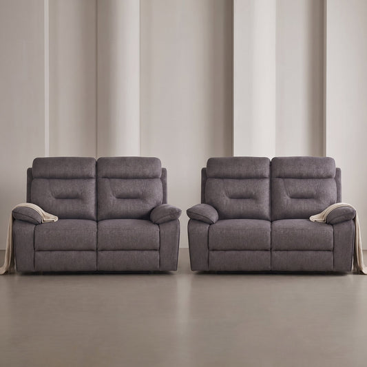 Foster Grey Fabric Electric Recliner 2+2 Seater Sofa Set - Furniture Instore