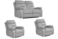 Foster Light Grey Fabric Electric Recliner 2+1+1 Seater Sofa Set
