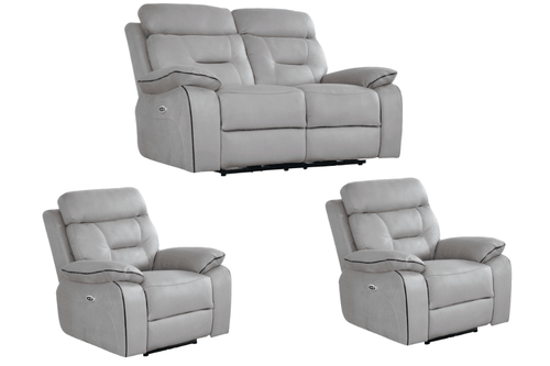 Foster Light Grey Fabric Electric Recliner 2+1+1 Seater Sofa Set