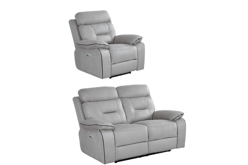 Foster Light Grey Fabric Electric Recliner 2+1 Seater Sofa  Set