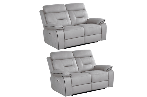Foster Light Grey Fabric Electric Recliner 2+2 Seater Sofa  Set