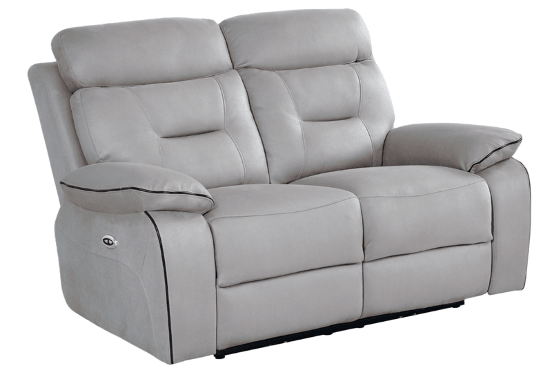 Foster Light Grey Fabric Electric Recliner 2 Seater Sofa - Furniture Instore