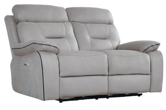 Foster Light Grey Fabric Electric Recliner 2 Seater Sofa - Furniture Instore