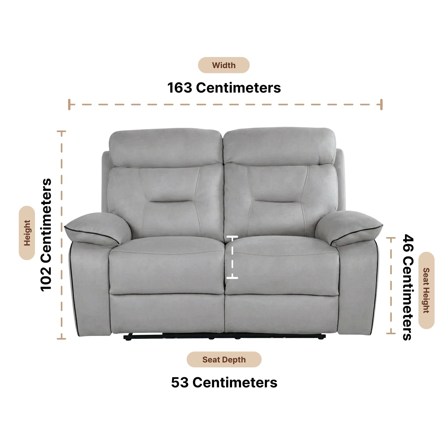 Foster Light Grey Fabric Electric Recliner 2 Seater Sofa - Furniture Instore
