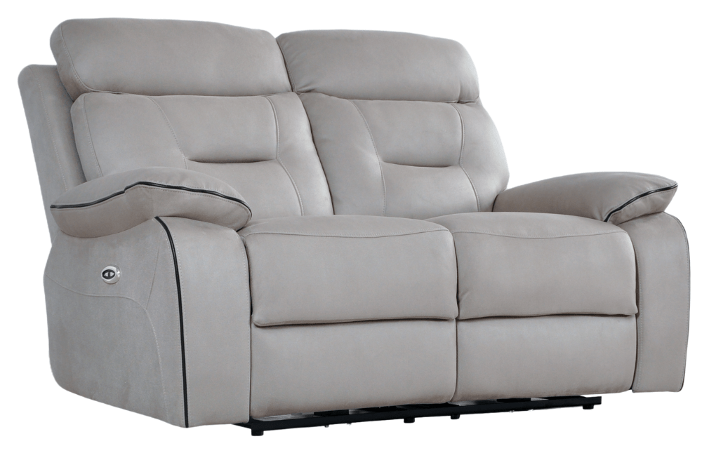 Foster Light Grey Fabric Electric Recliner 2 Sofa Set – FurnitureInStore
