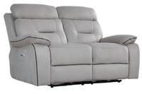 Foster Light Grey Fabric Electric Recliner 2 Sofa Set – FurnitureInStore