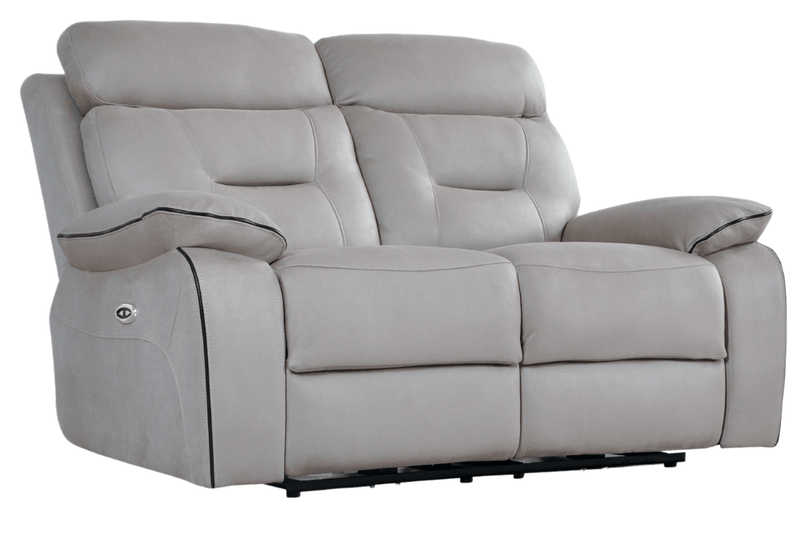 Foster Light Grey Fabric Electric Recliner 2 Sofa Set – FurnitureInStore