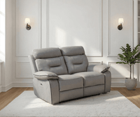 Foster Light Grey Fabric Electric Recliner 2 Seater Sofa Set - Furniture Instore