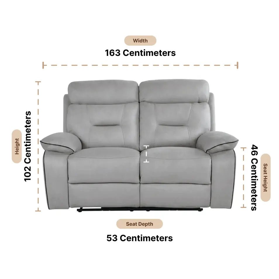 Foster Light Grey Fabric Electric Recliner 2 Seater Sofa - Furniture Instore