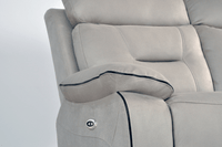 Close-up of the Foster Light Grey Fabric Electric Recliner 2-Seater Sofa – FurnitureInStore