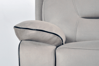 Close-up of armrest and cushion detailing on the Foster Light Grey Electric Recliner 2-Seater Sofa – FurnitureInStore