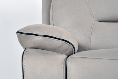 Close-up of armrest and cushion detailing on the Foster Light Grey Electric Recliner 2-Seater Sofa – FurnitureInStore