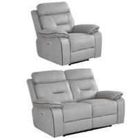 Foster Light Grey Fabric Electric Recliner 2+1 Seater Sofa  Set