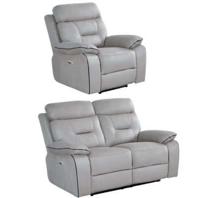 Foster Light Grey Fabric Electric Recliner 2+1 Seater Sofa  Set