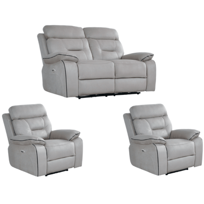 Foster Light Grey Fabric Electric Recliner 2+1+1 Seater Sofa Set
