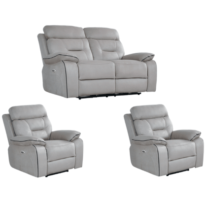 Gray reclining sofa set on a white background