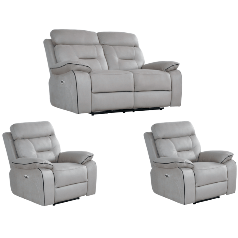Gray reclining sofa set on a white background