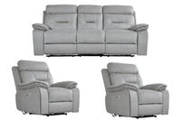 Foster Light Grey Fabric Electric Recliner 3+1+1 Seater Sofa Set