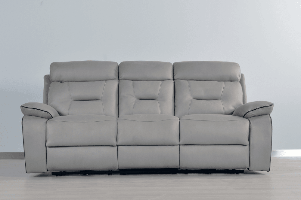 Foster Light Grey Fabric Electric Recliner 3+1+1 Seater Sofa Set