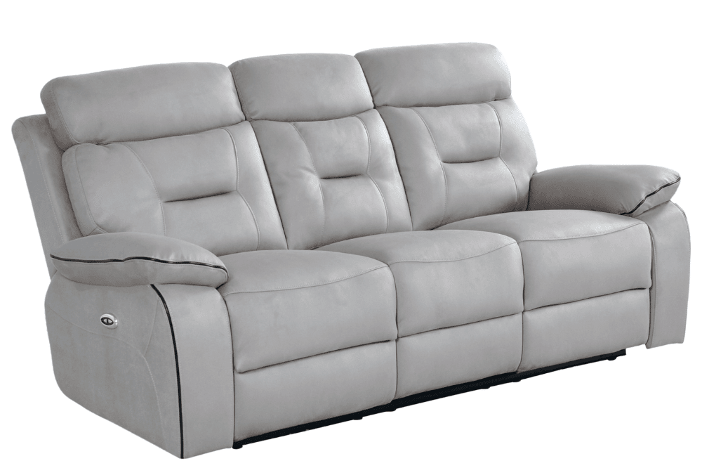 Foster Light Grey Fabric Electric Recliner 3+1+1 Seater Sofa Set