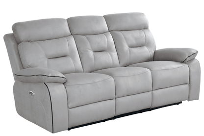 Foster Light Grey Fabric Electric Recliner 3+1+1 Seater Sofa Set