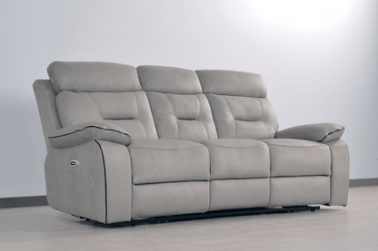 Foster Light Grey Fabric Electric Recliner 3+1+1 Seater Sofa Set