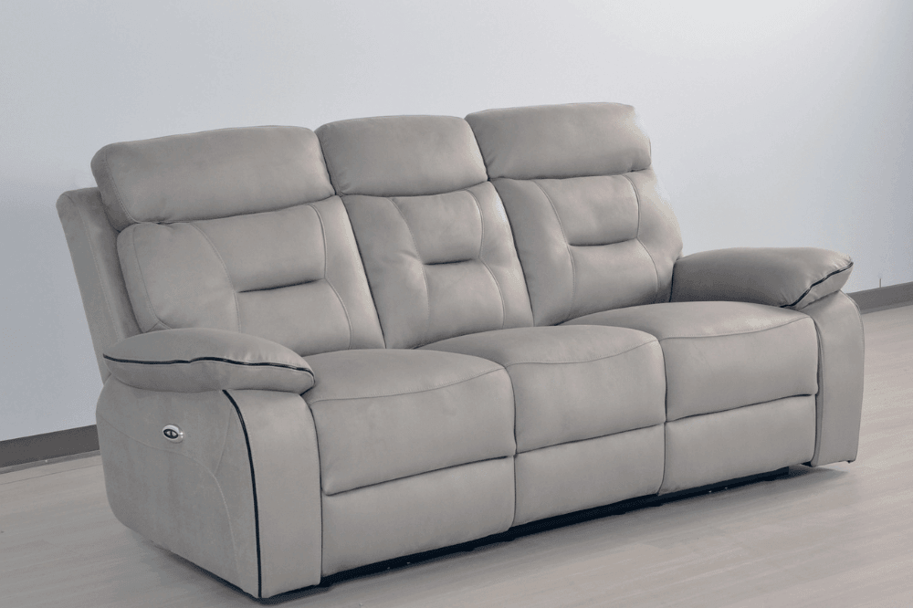 Foster Light Grey Fabric Electric Recliner 3+1+1 Seater Sofa Set