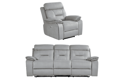 Foster Light Grey Fabric Electric Recliner 3+1 Seater Sofa  Set