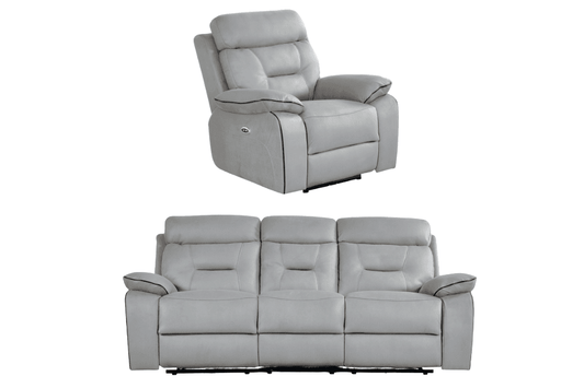 Foster Light Grey Fabric Electric Recliner 3+1 Seater Sofa  Set