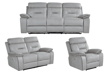Foster Light Grey Fabric Electric Recliner 3+2+1 Seater Sofa Set